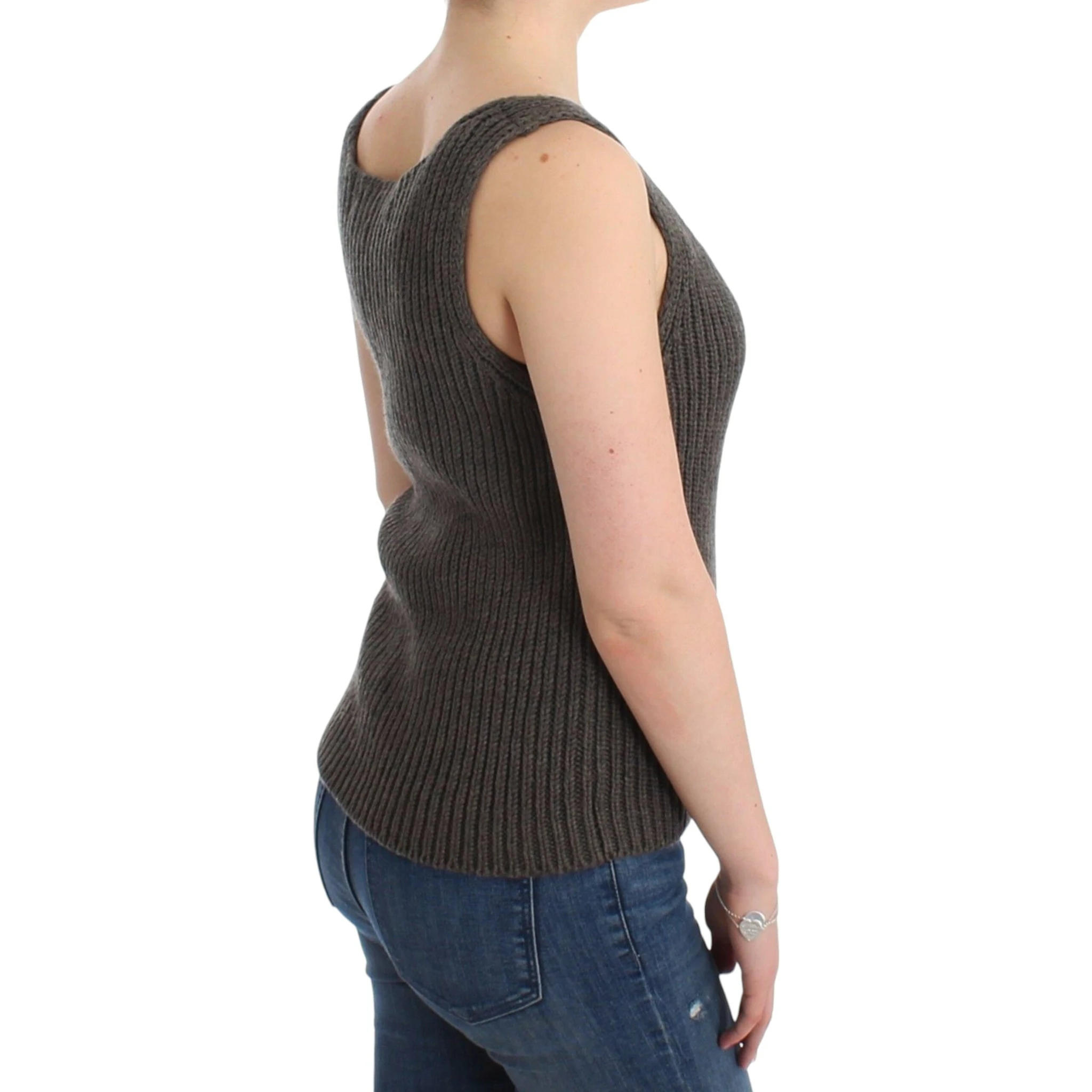 Gray Knit Top Knitted Sweater Merino Wool