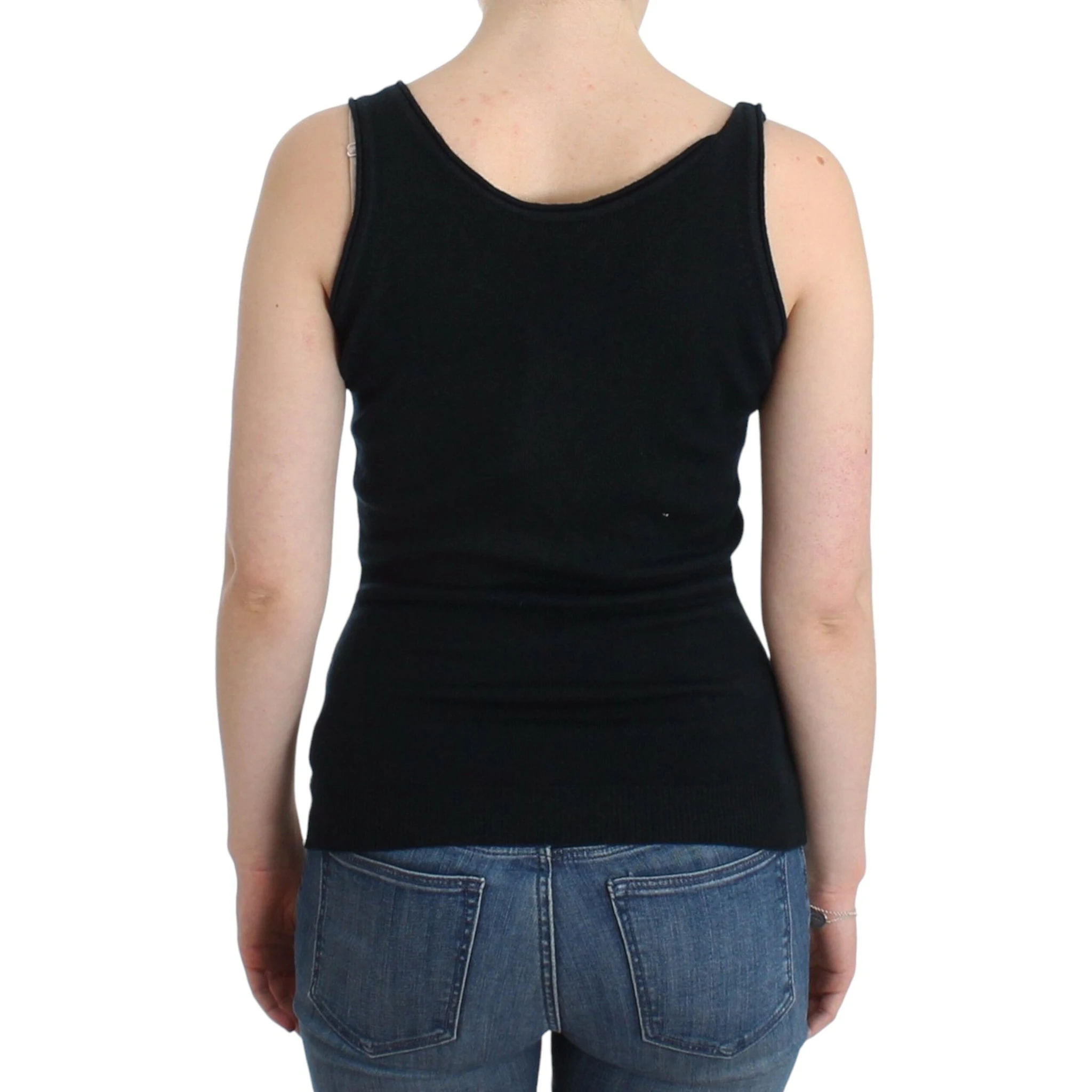 Black Knit Top Knitted Sweater 100% Cashmere