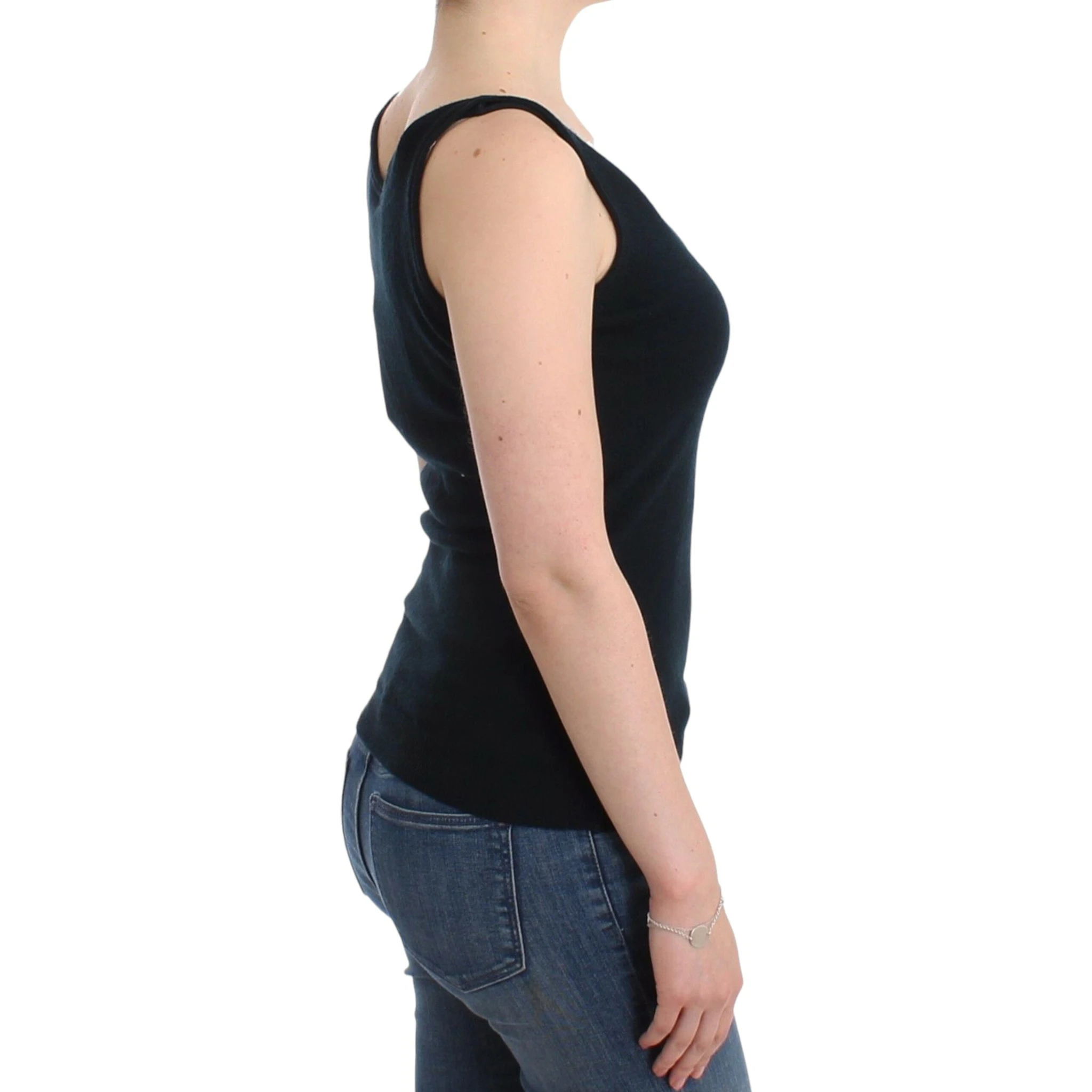 Black Knit Top Knitted Sweater 100% Cashmere