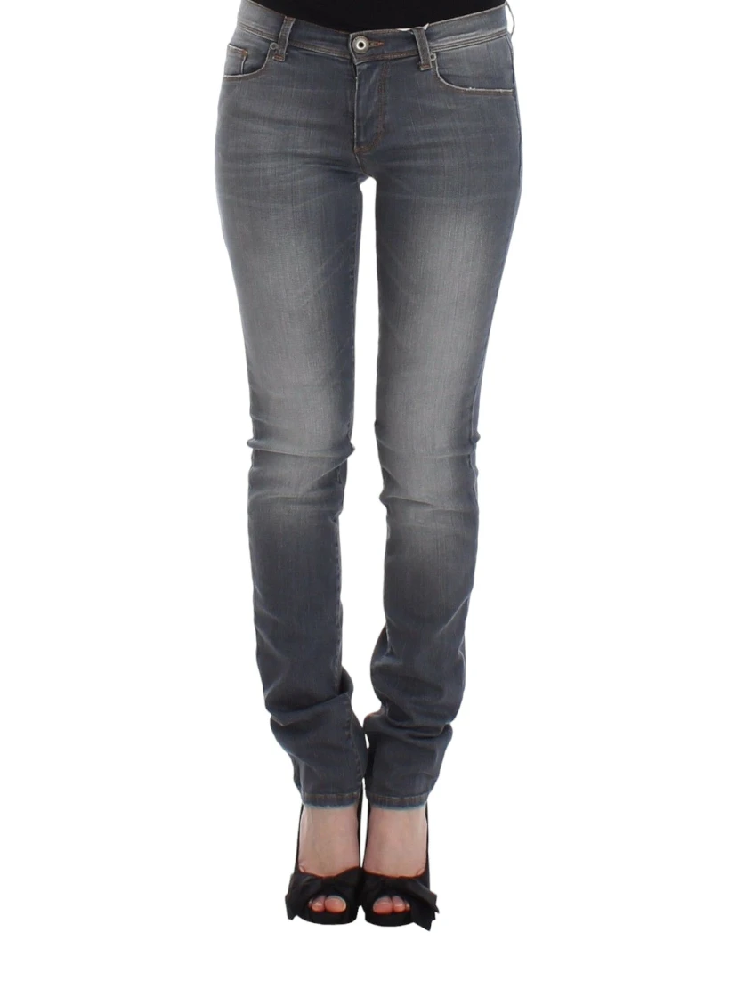 Gray Slim Jeans Denim Pants Skinny Leg Stretch