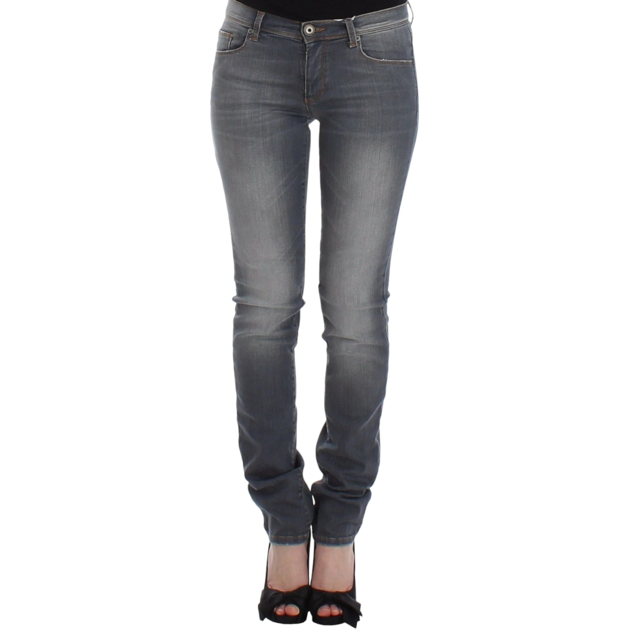 Gray Slim Jeans Denim Pants Skinny Leg Stretch