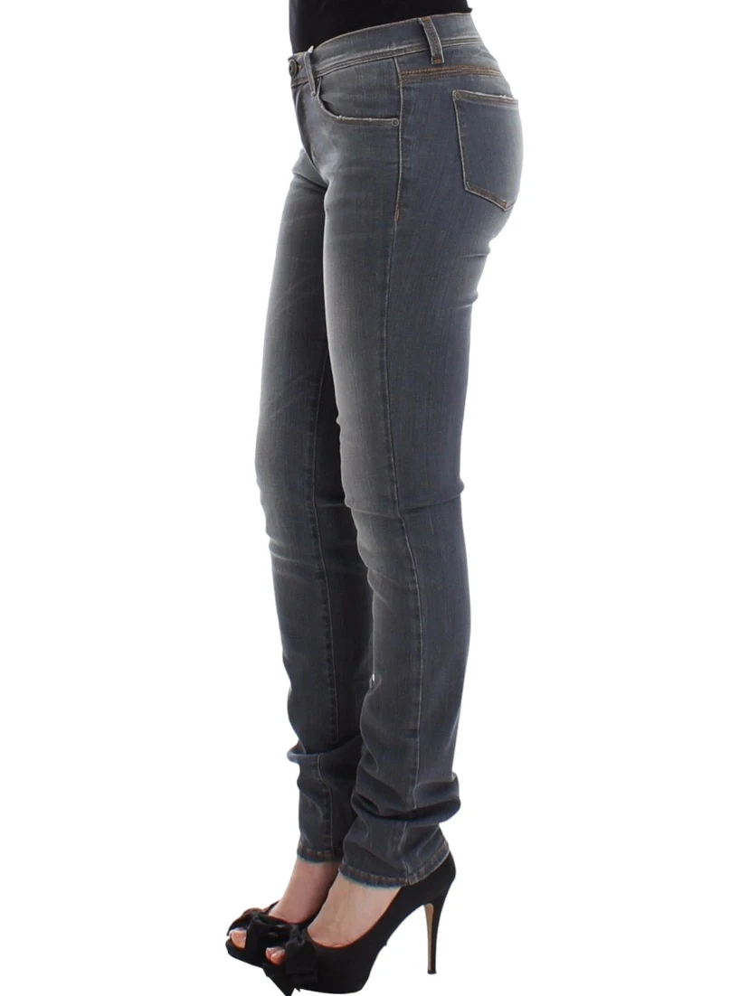 Gray Slim Jeans Denim Pants Skinny Leg Stretch