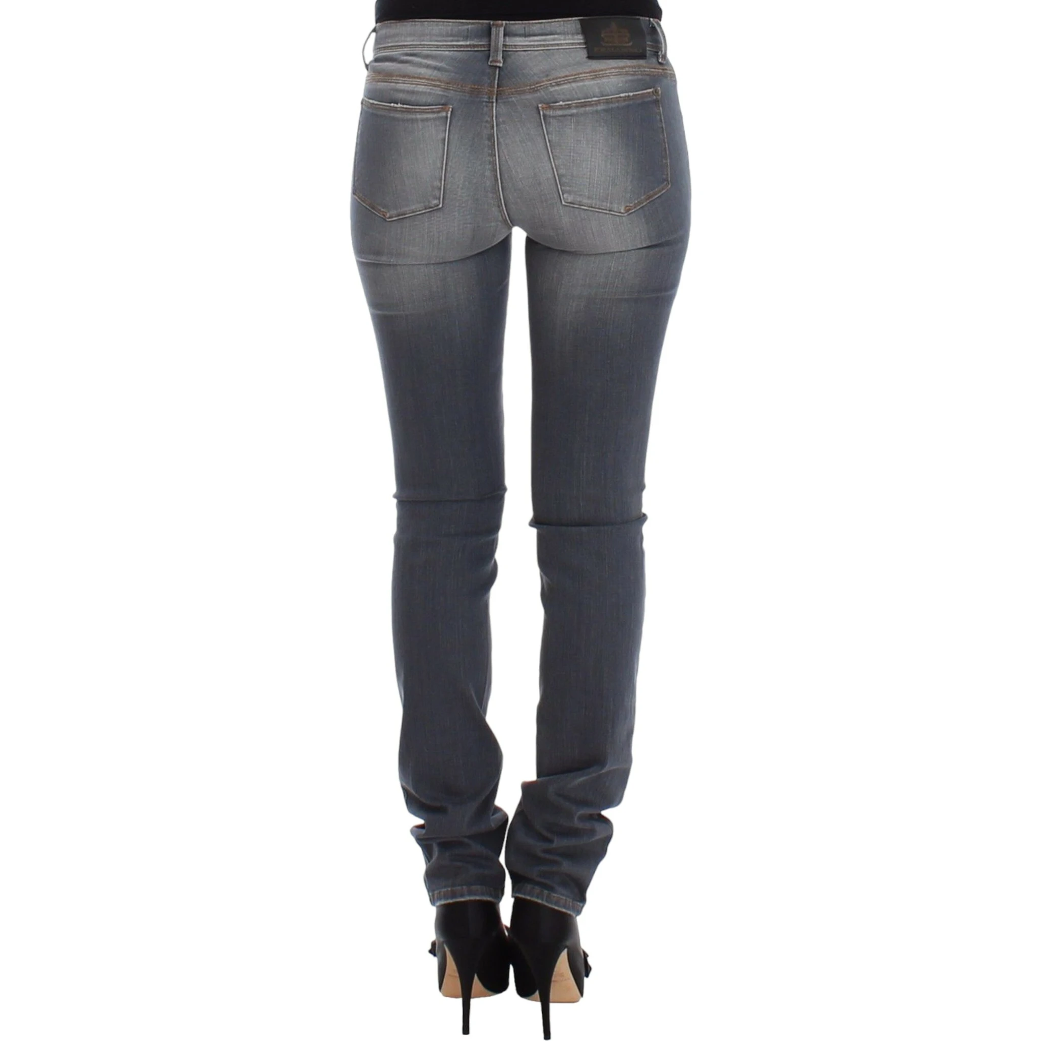 Gray Slim Jeans Denim Pants Skinny Leg Stretch