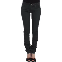 Green Slim Jeans Denim Pants Straight Leg Stretch