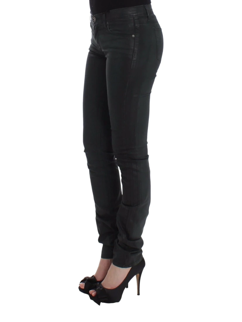 Green Slim Jeans Denim Pants Straight Leg Stretch
