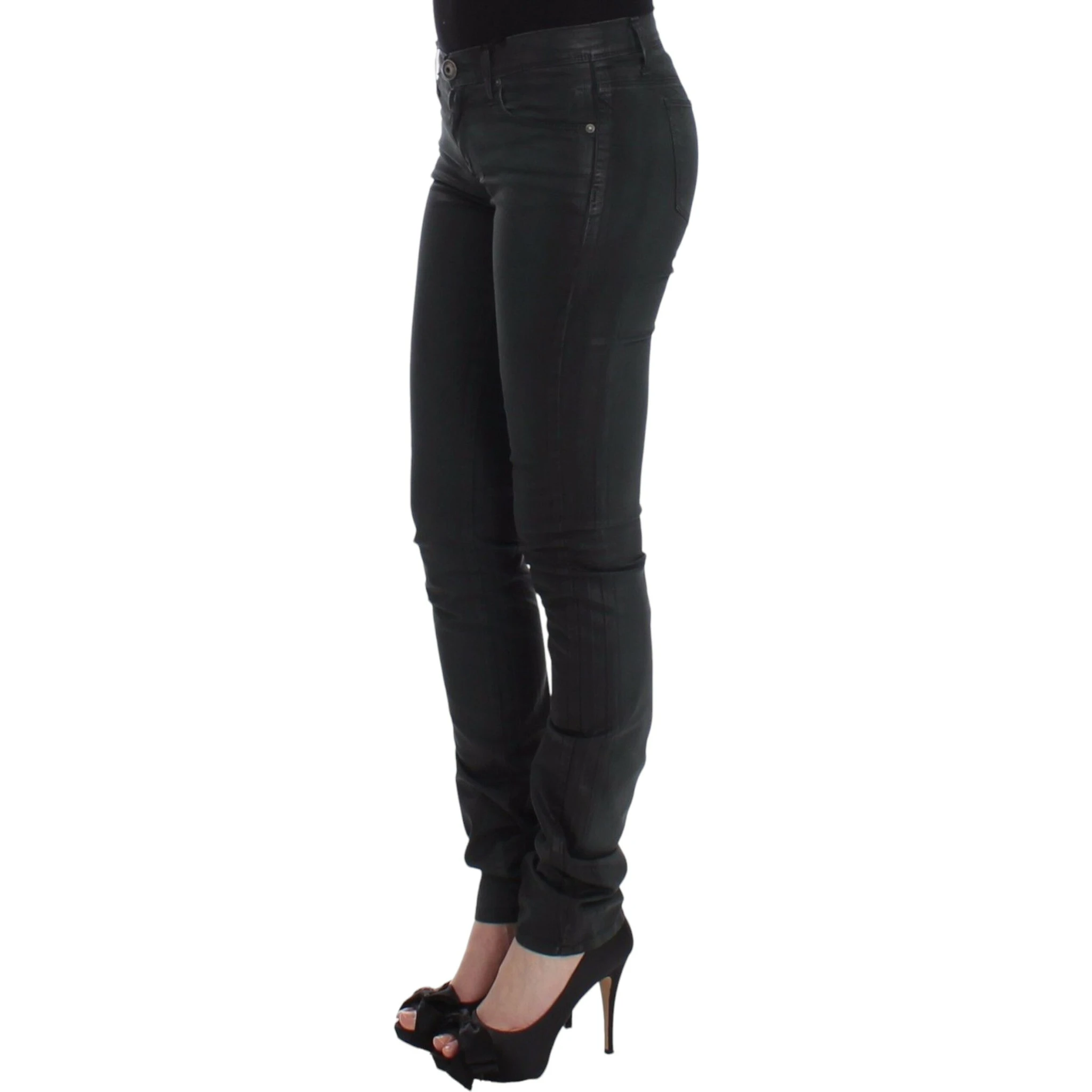 Green Slim Jeans Denim Pants Straight Leg Stretch