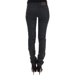 Green Slim Jeans Denim Pants Straight Leg Stretch