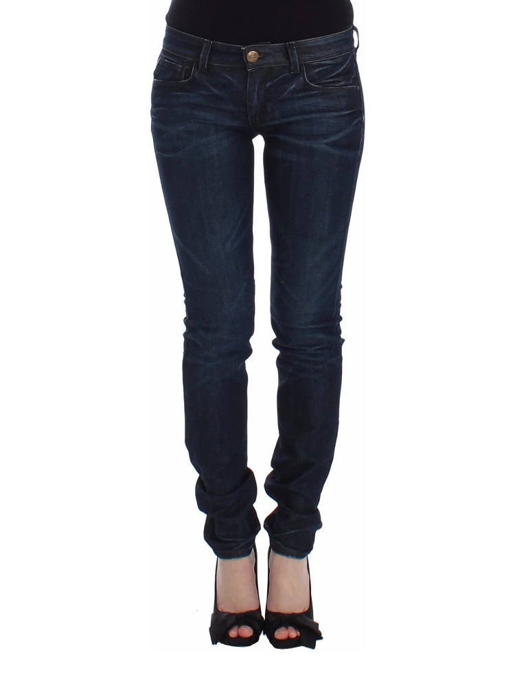 Blue Slim Jeans Denim Pants Skinny Leg Stretch