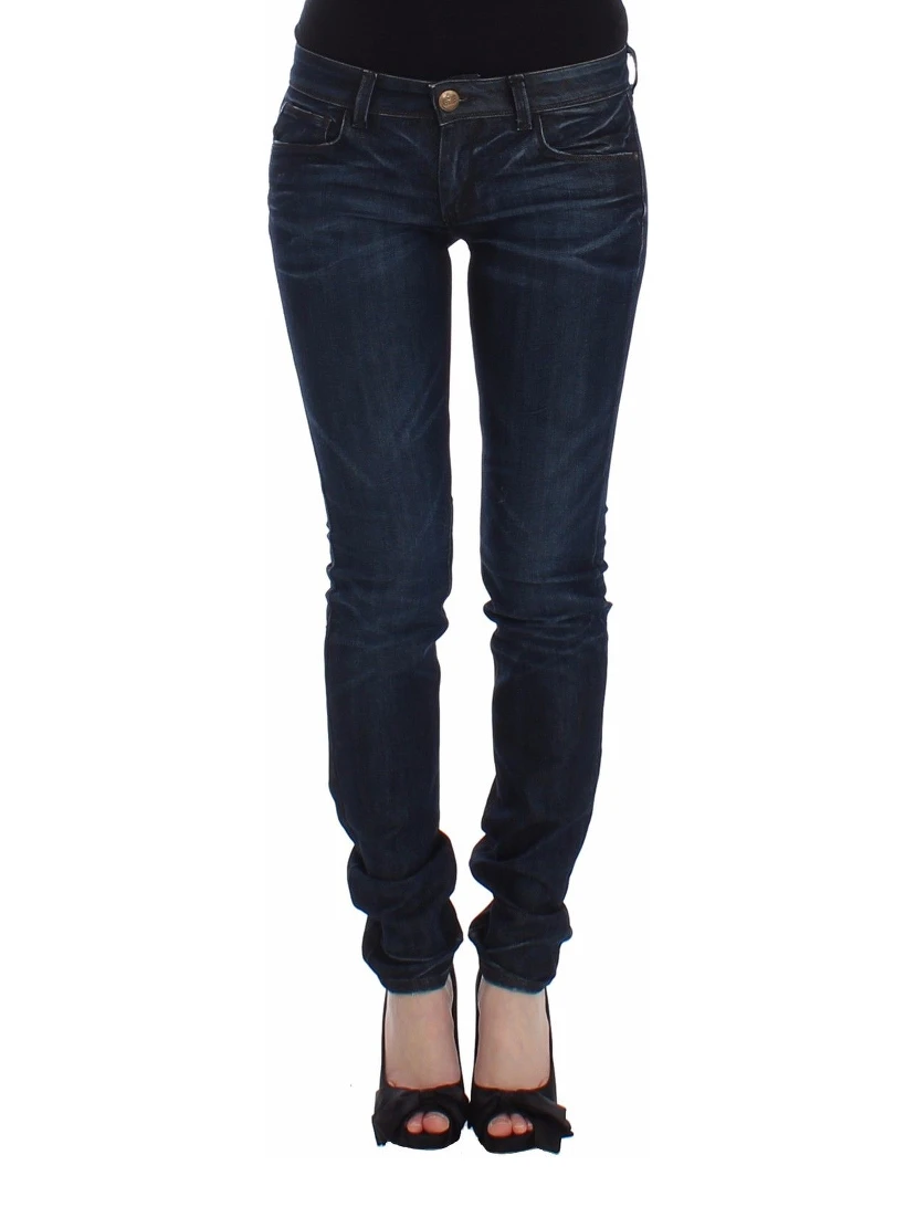 Blue Slim Jeans Denim Pants Skinny Leg Stretch