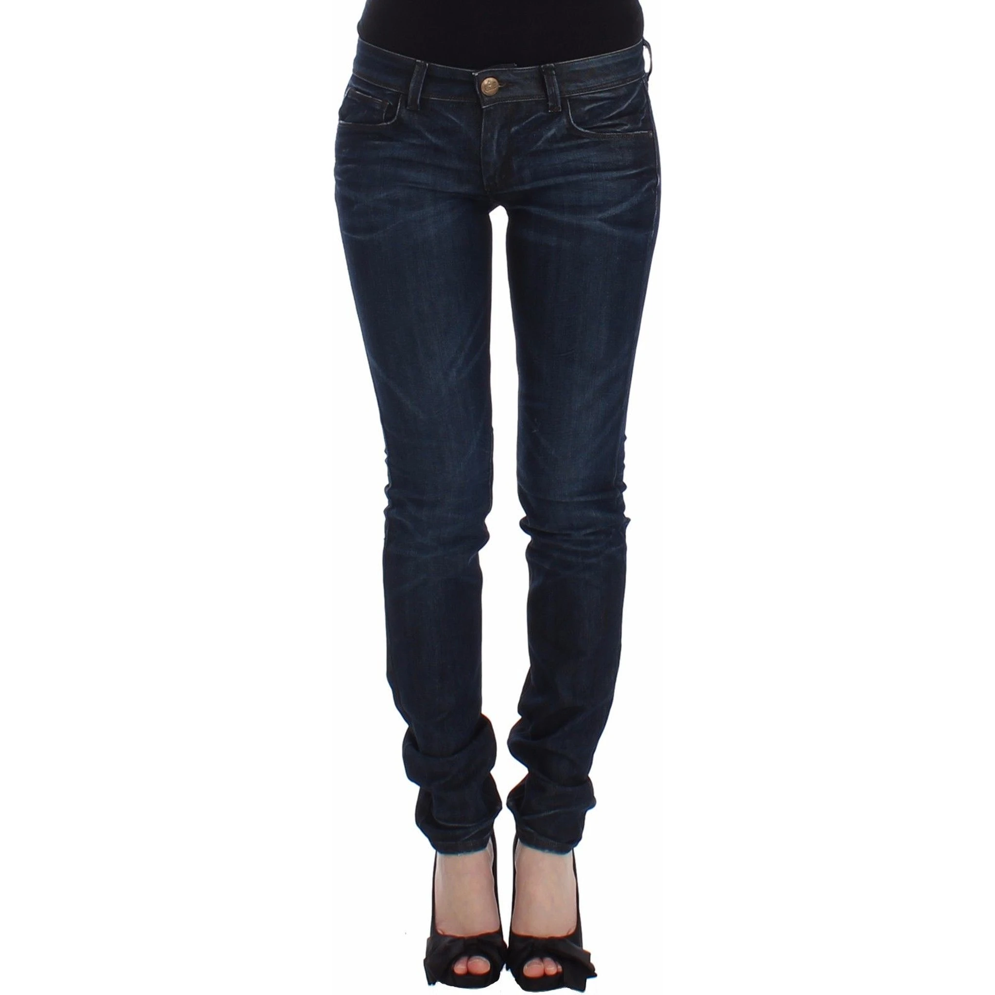 Blue Slim Jeans Denim Pants Skinny Leg Stretch