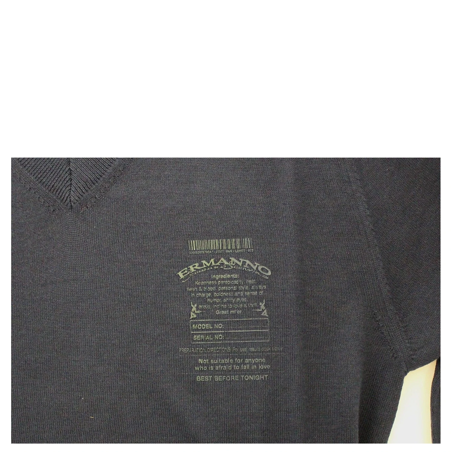 Blue Wool Blend V-neck Pullover Sweater