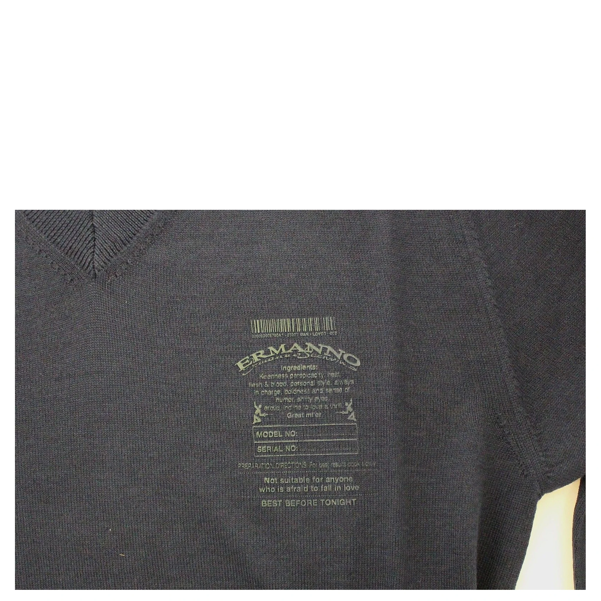 Blue Wool Blend V-neck Pullover Sweater