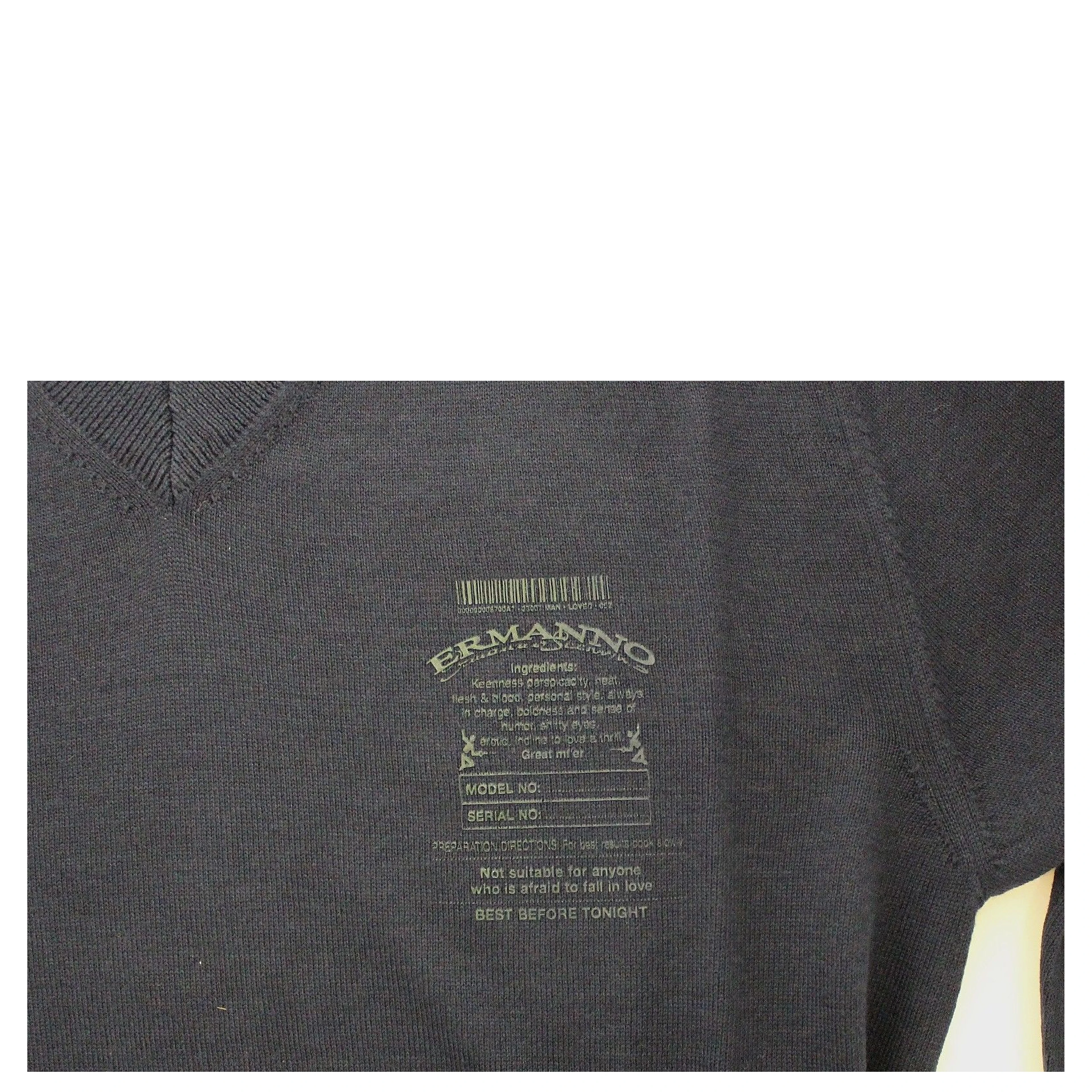 Blue Wool Blend V-neck Pullover Sweater