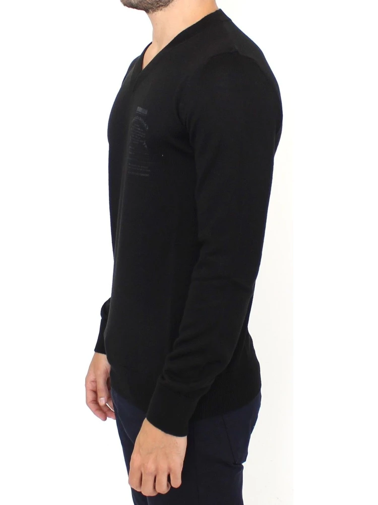 Black Wool Blend V-neck Pullover Sweater alternative