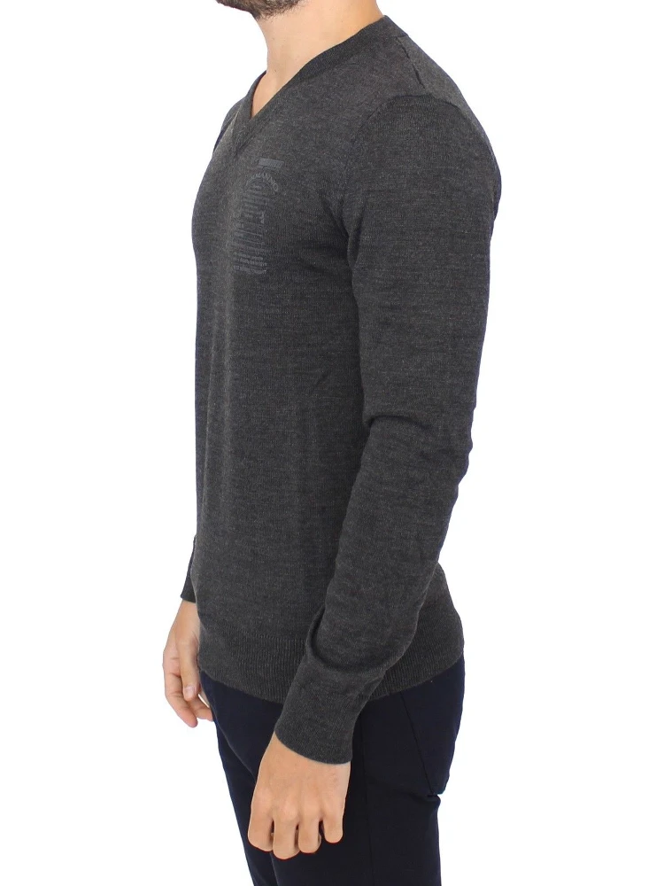 Gray Wool Blend V-neck Pullover Sweater alternative