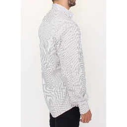 White Gray Striped Regular Fit Casual Shirt