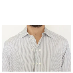 White Gray Striped Regular Fit Casual Shirt