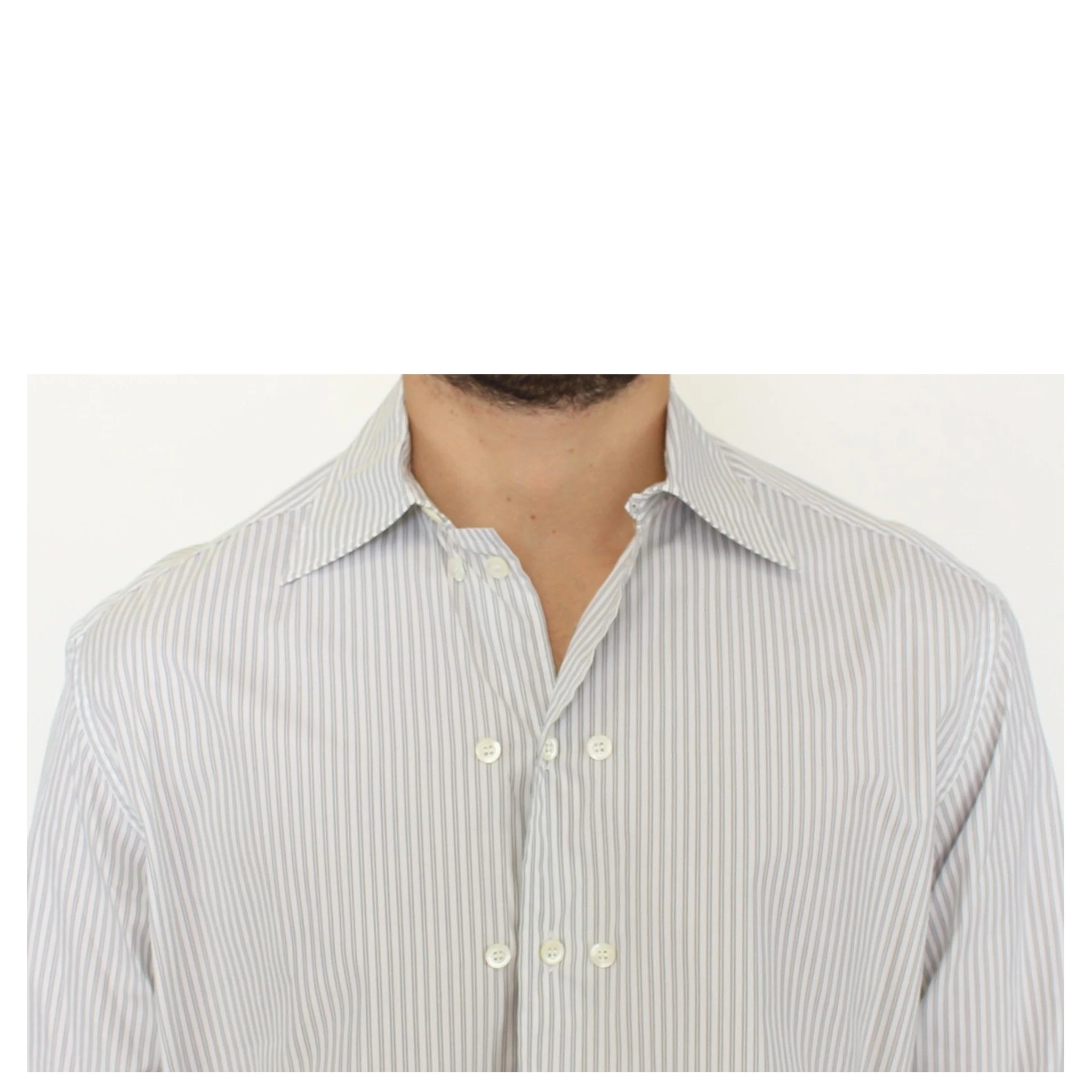 White Gray Striped Regular Fit Casual Shirt