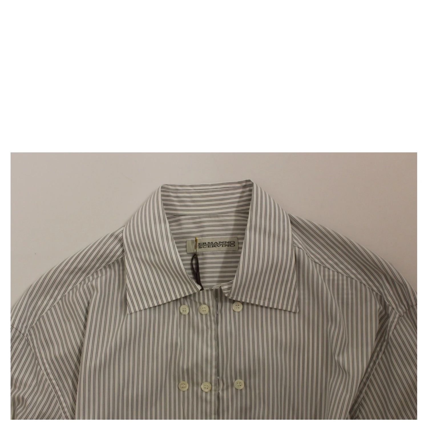 White Gray Striped Regular Fit Casual Shirt