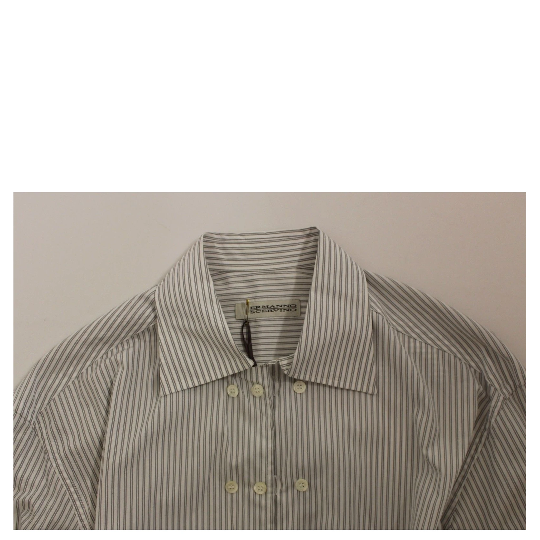 White Gray Striped Regular Fit Casual Shirt