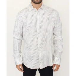 White Black Striped Regular Fit Casual Shirt