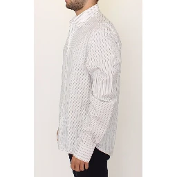White Black Striped Regular Fit Casual Shirt