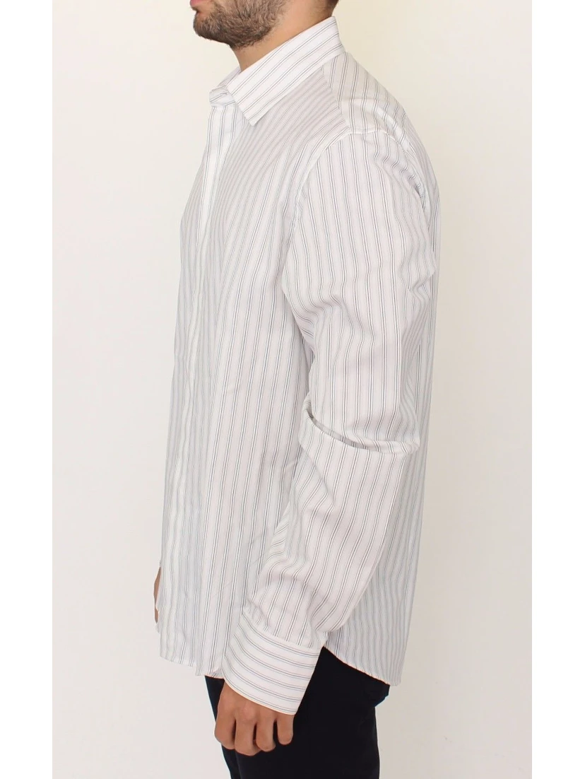 White Black Striped Regular Fit Casual Shirt