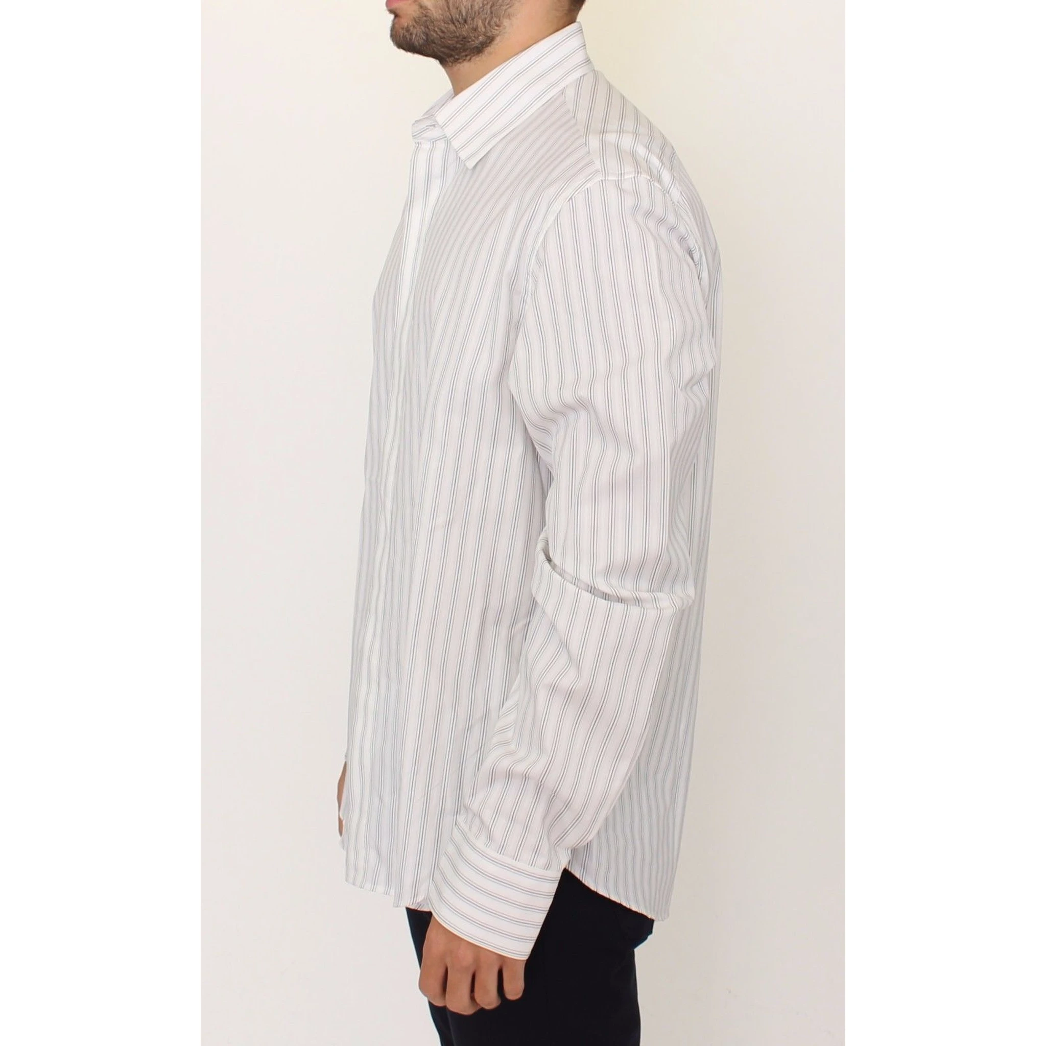 White Black Striped Regular Fit Casual Shirt