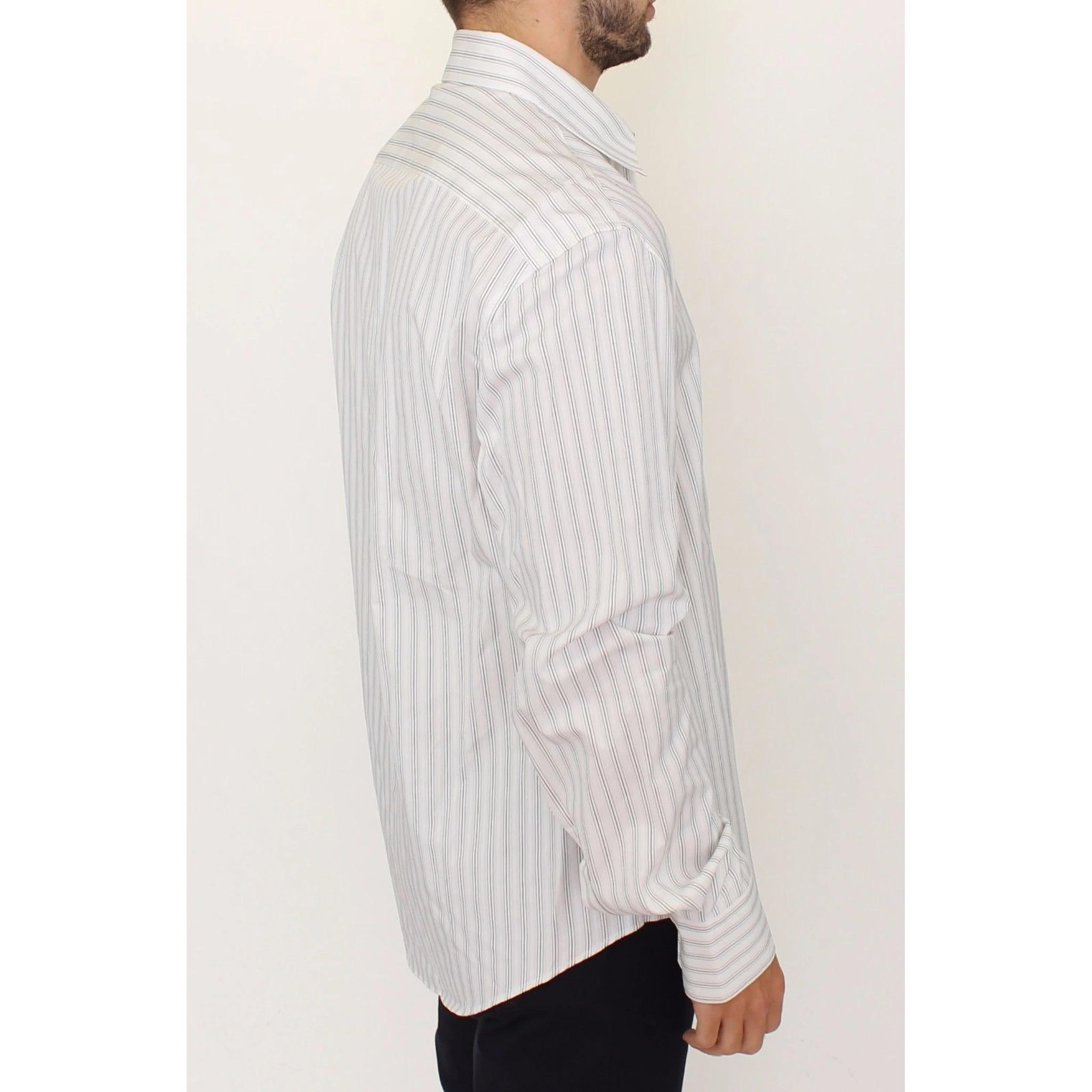 White Black Striped Regular Fit Casual Shirt