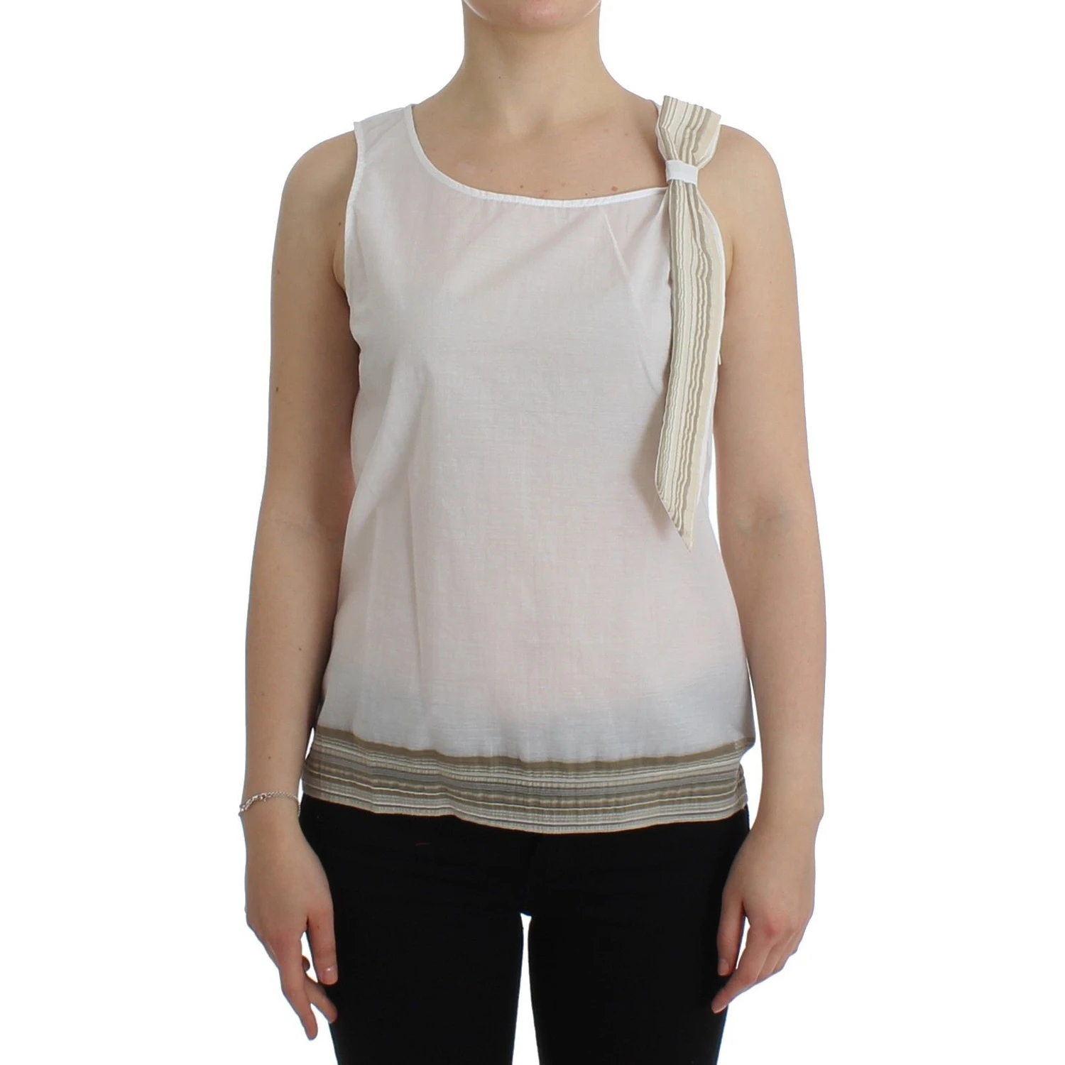 White Top Blouse Tank Shirt Sleeveless
