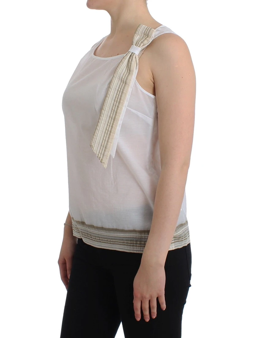 White Top Blouse Tank Shirt Sleeveless