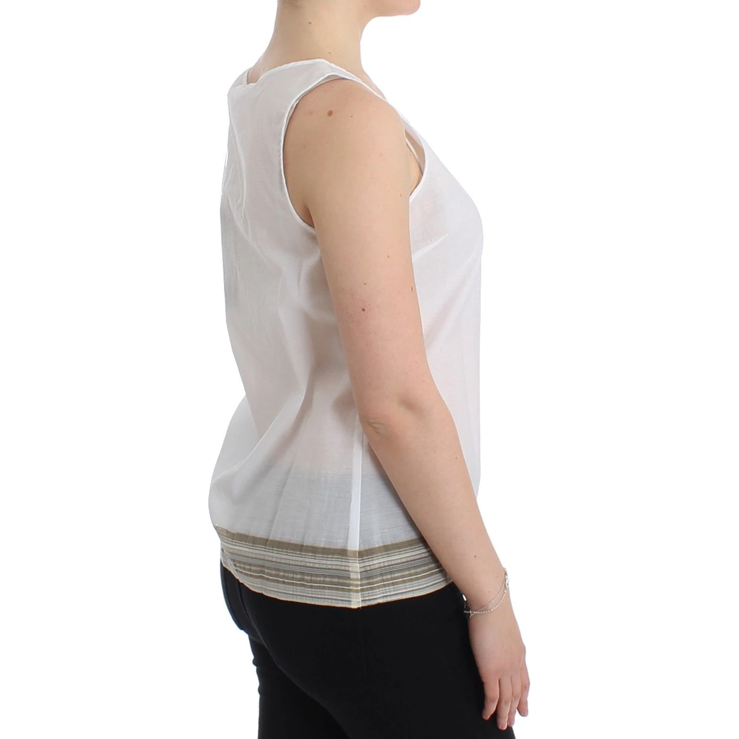 White Top Blouse Tank Shirt Sleeveless