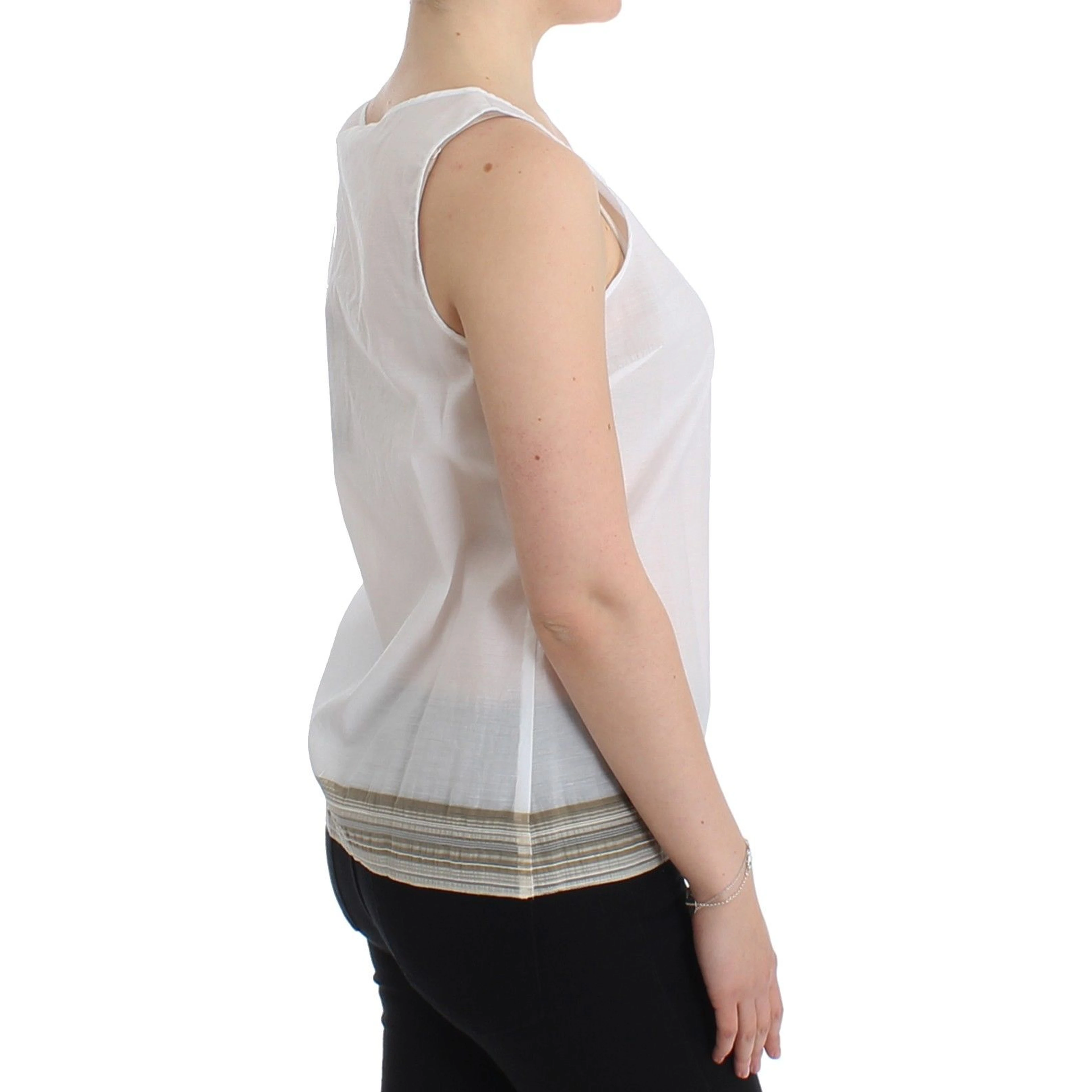 White Top Blouse Tank Shirt Sleeveless