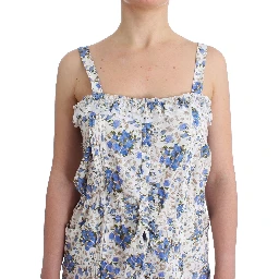 Beachwear Blue Floral Beach Mini Dress Short