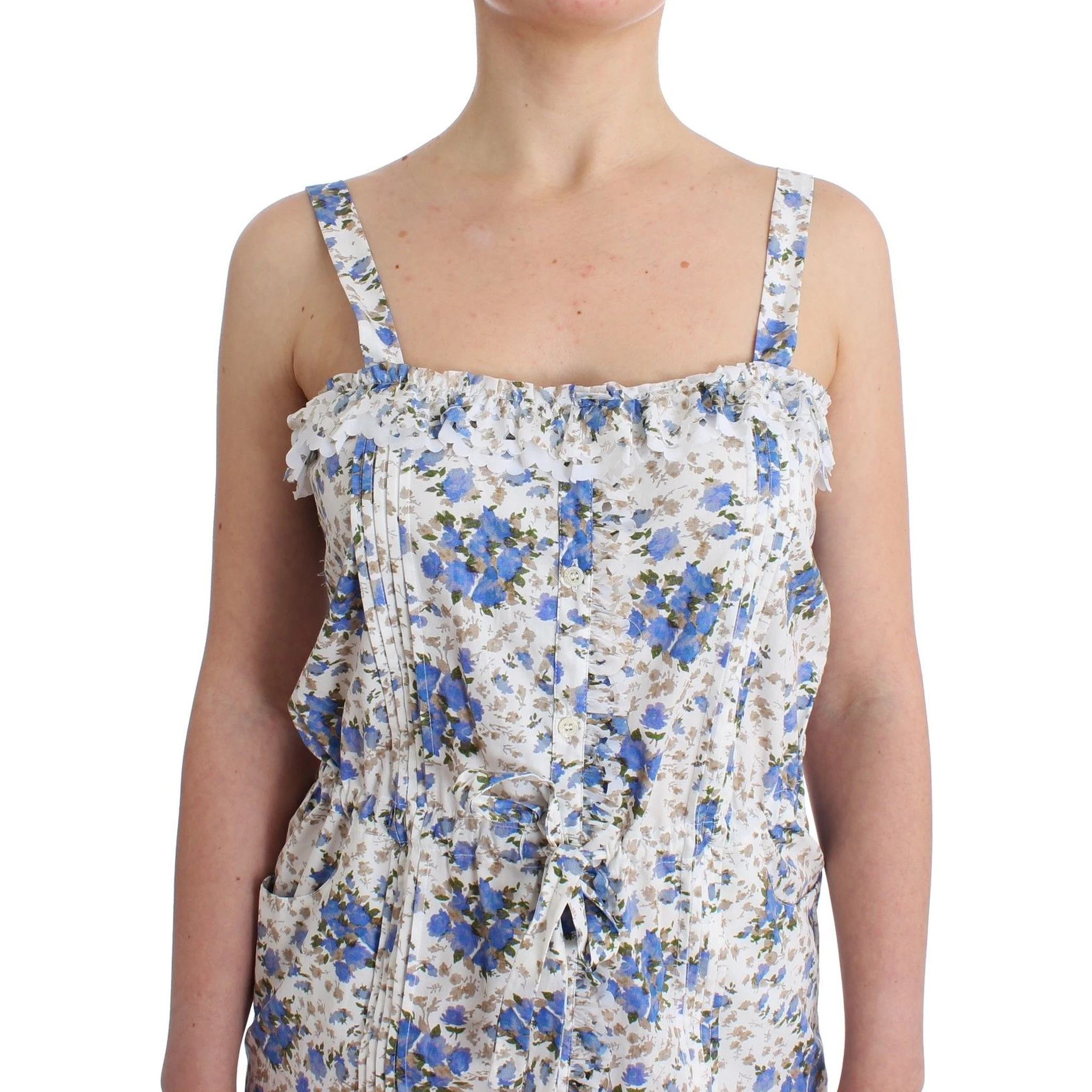 Beachwear Blue Floral Beach Mini Dress Short