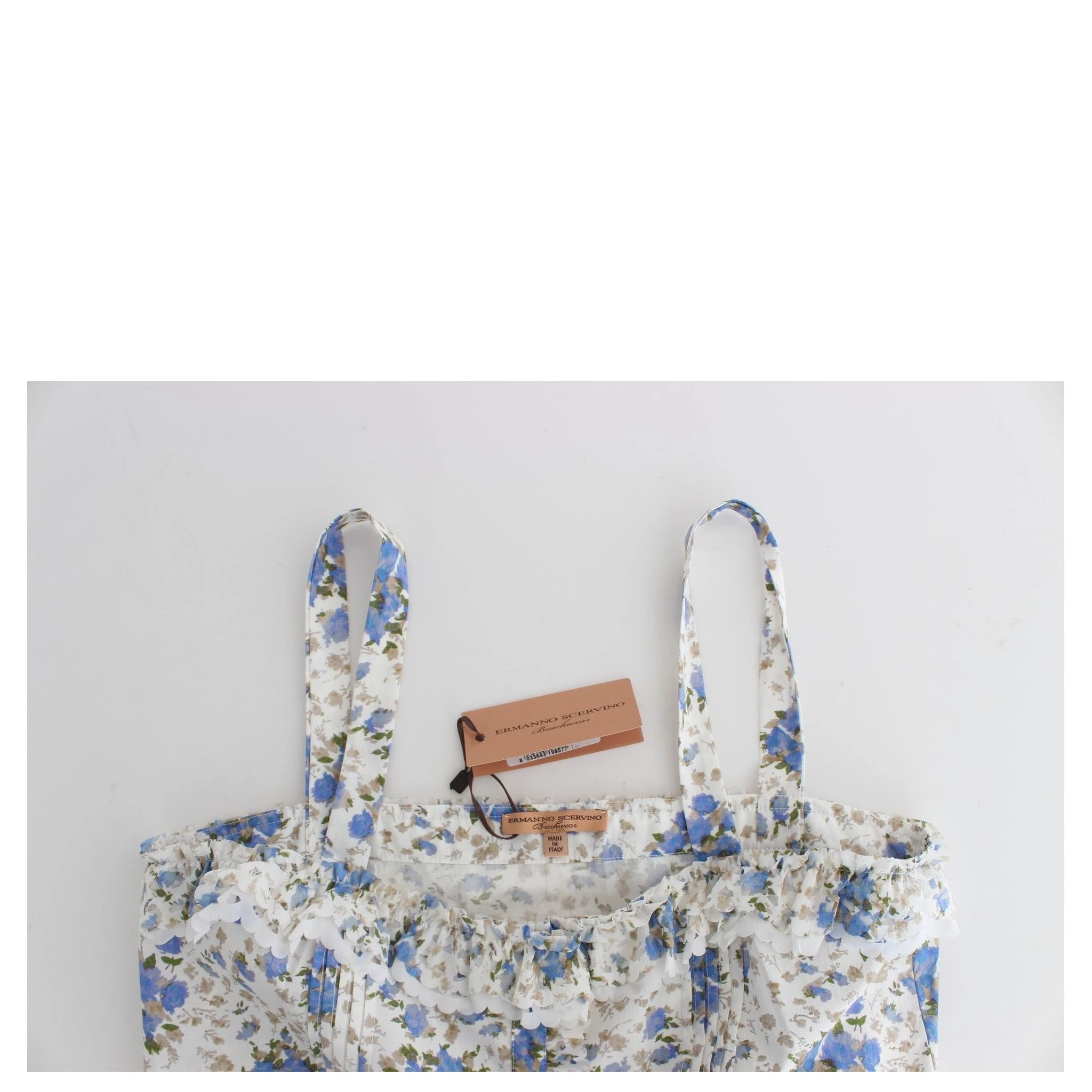 Beachwear Blue Floral Beach Mini Dress Short