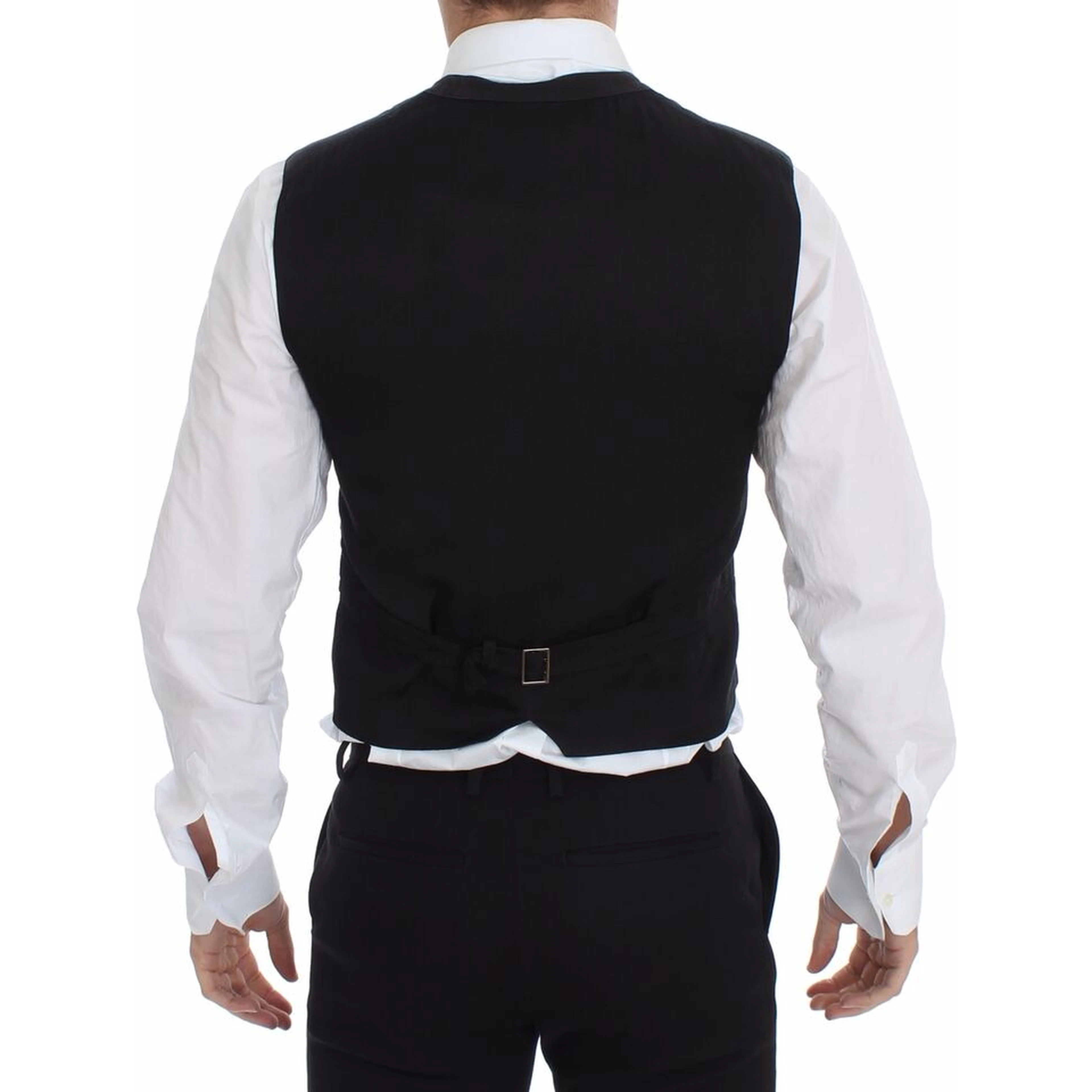 Black Cotton Viscose Dress Vest Blazer