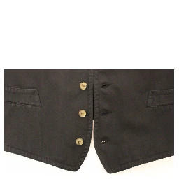 Black Cotton Viscose Dress Vest Blazer