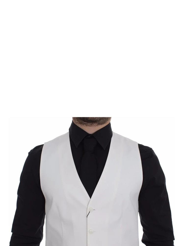 White Cotton Silk Blend Dress Vest Blazer alternative