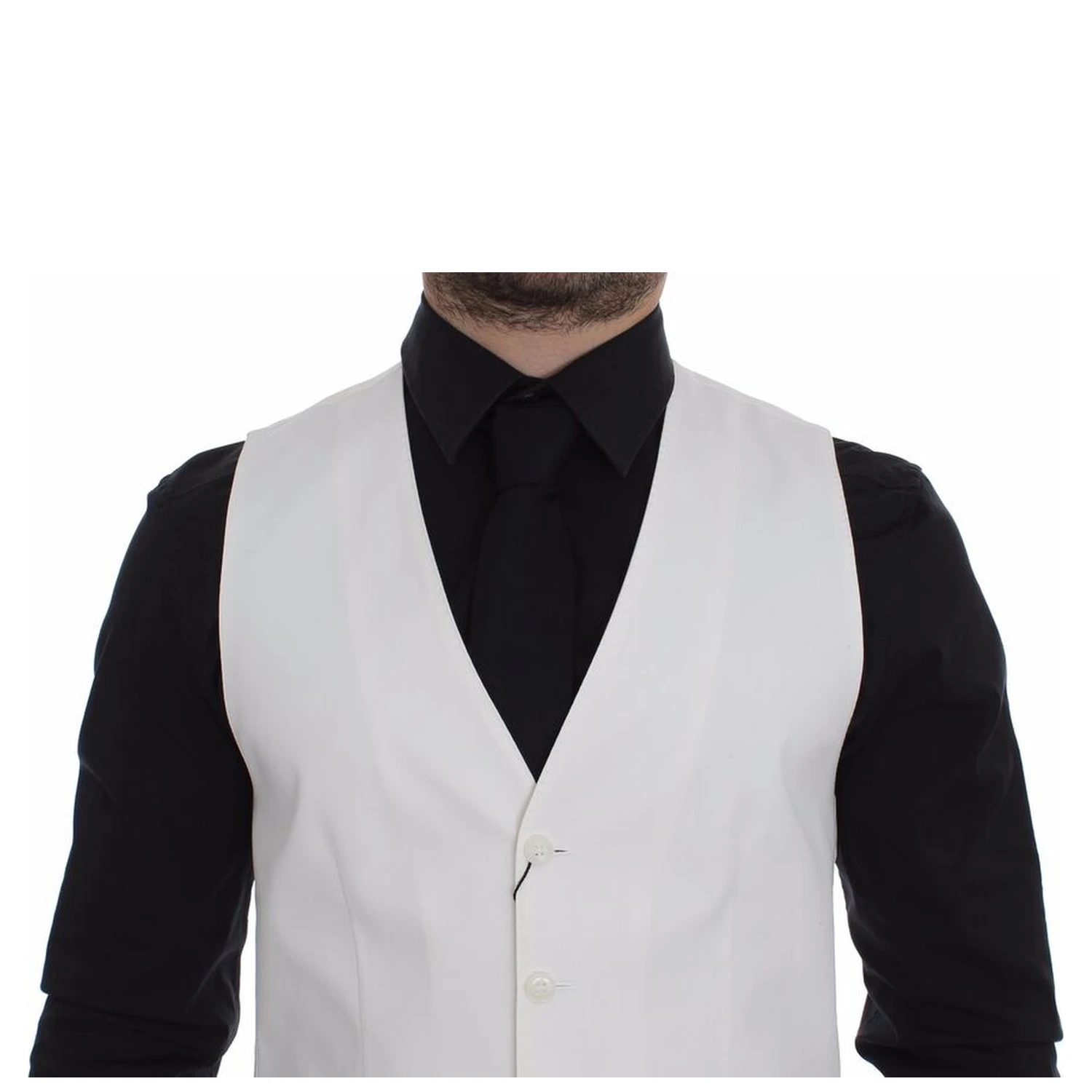 White Cotton Silk Blend Dress Vest Blazer