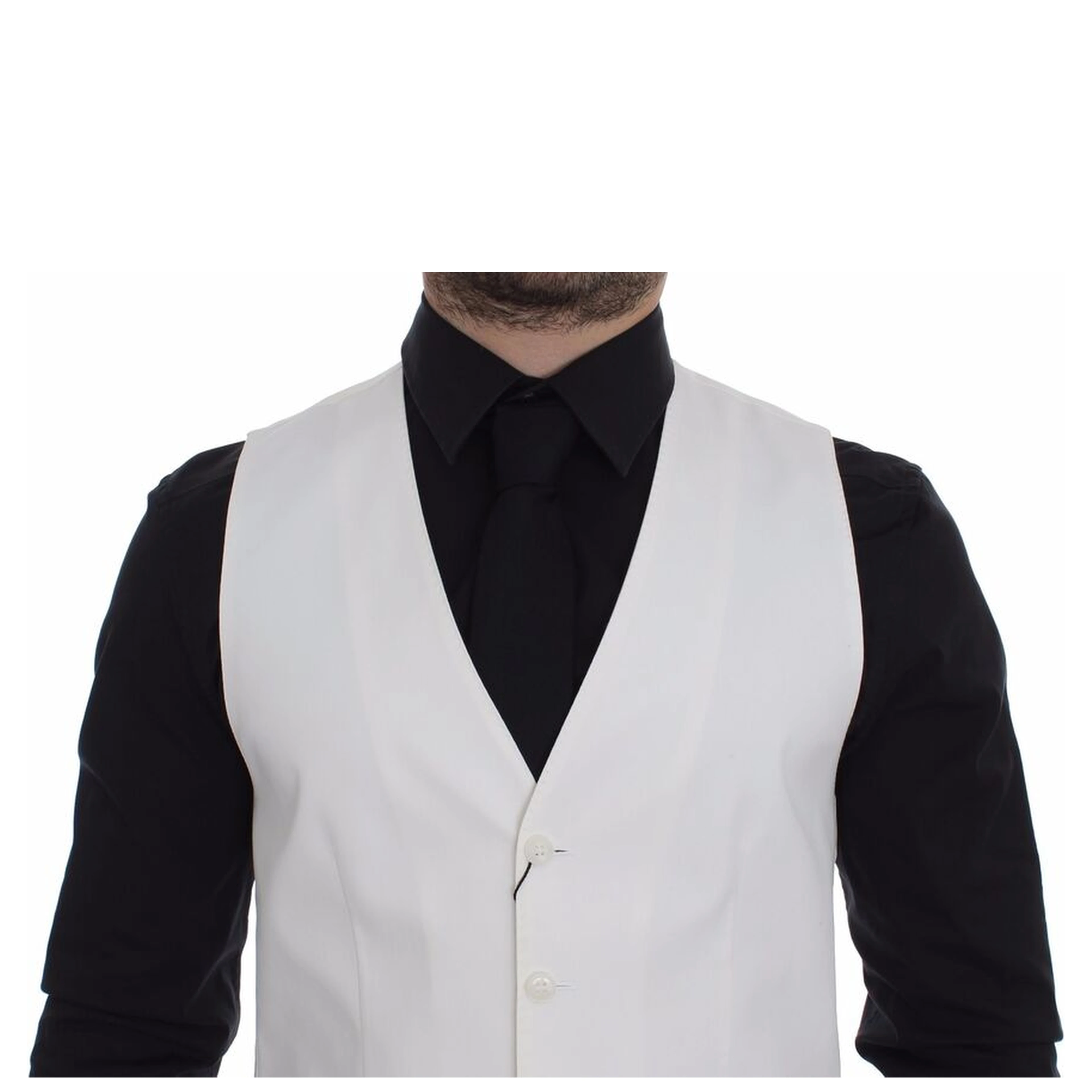 White Cotton Silk Blend Dress Vest Blazer