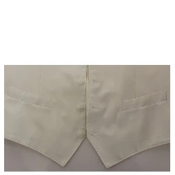 White Cotton Silk Blend Dress Vest Blazer