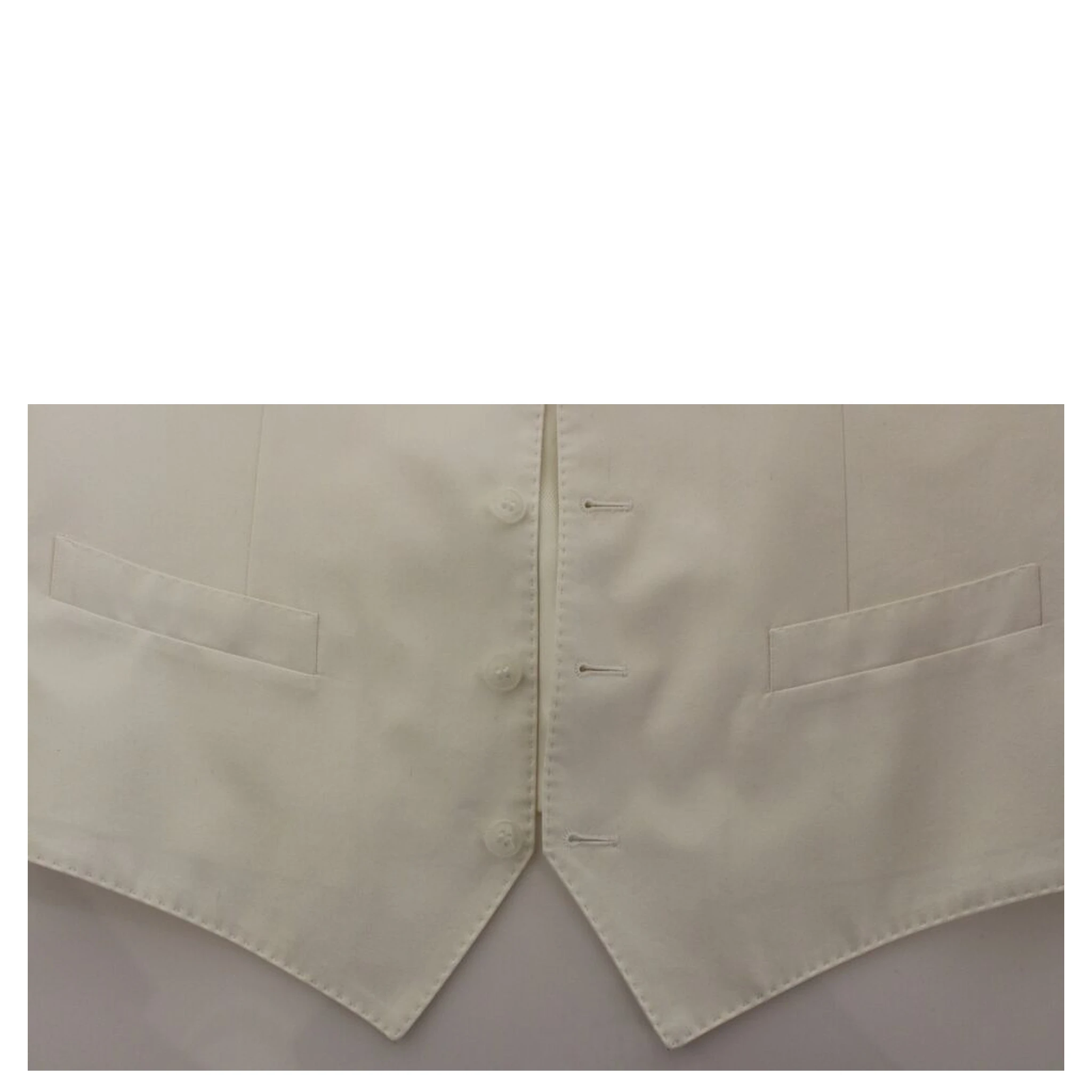 White Cotton Silk Blend Dress Vest Blazer