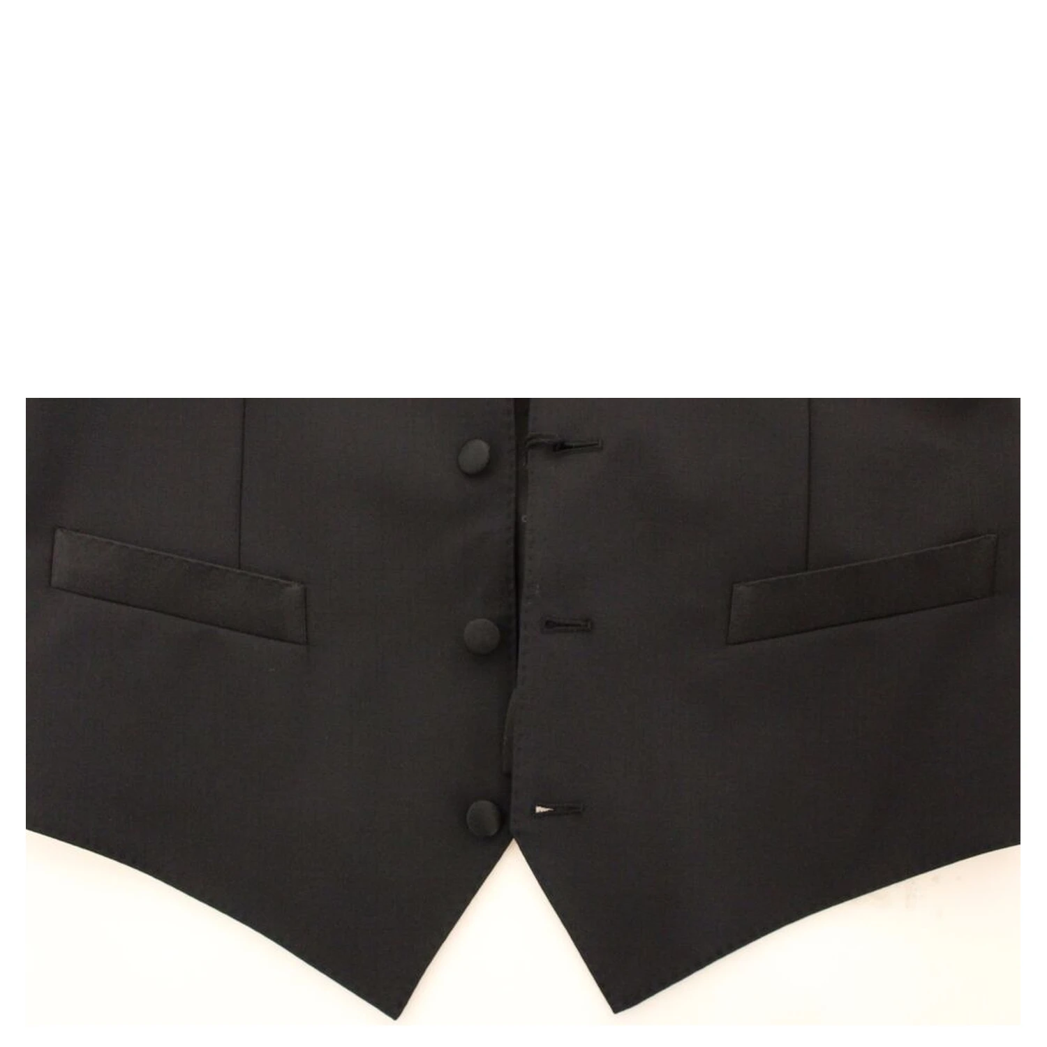 Black Wool Silk Stretch Dress Vest Blazer