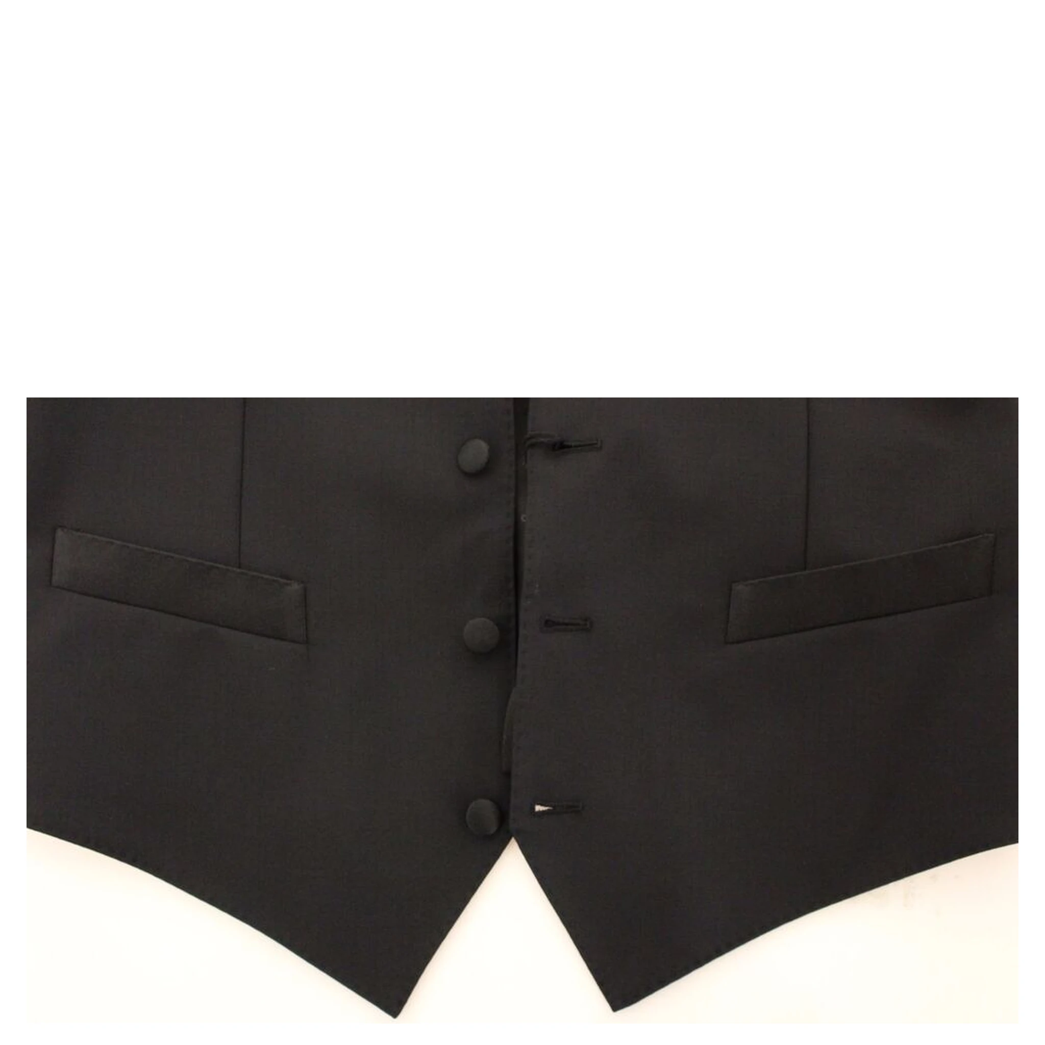 Black Wool Silk Stretch Dress Vest Blazer