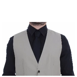 Beige Cotton Silk Blend Dress Vest Blazer