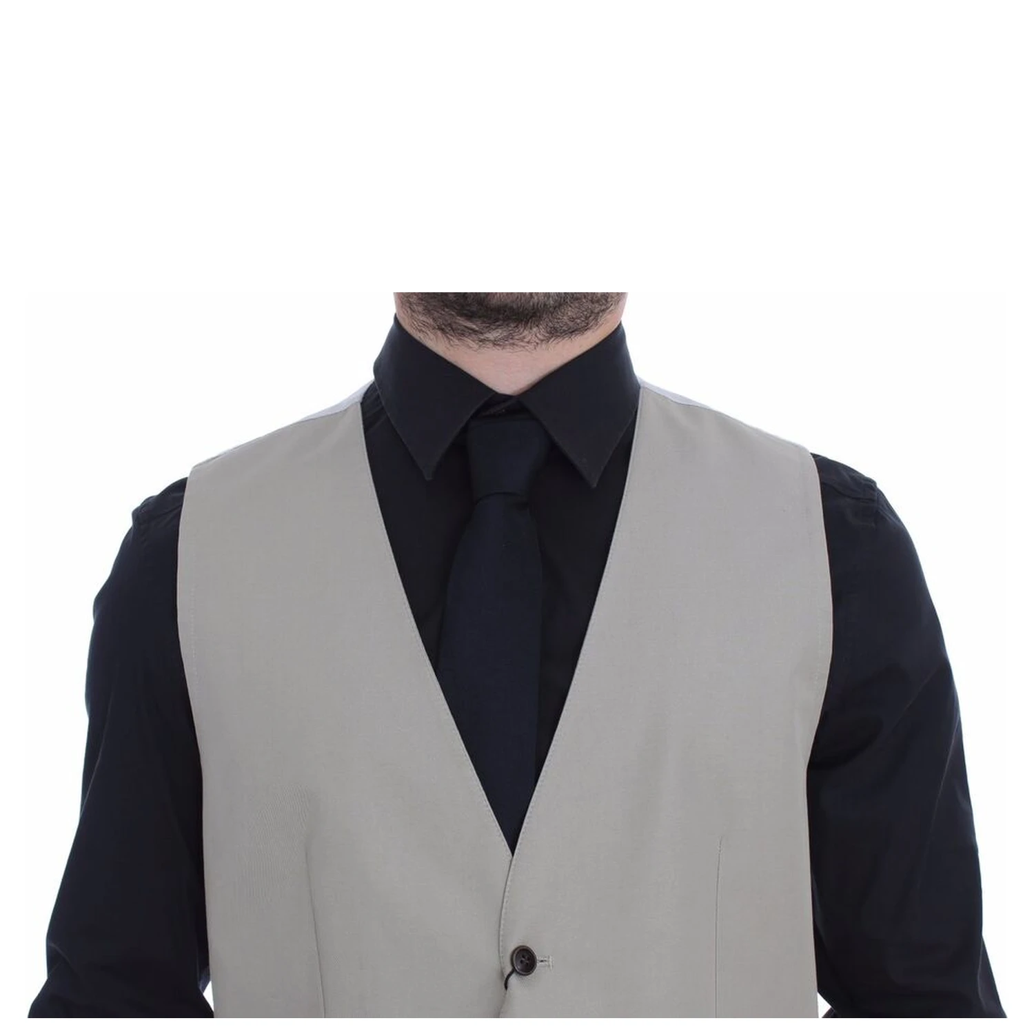 Beige Cotton Silk Blend Dress Vest Blazer