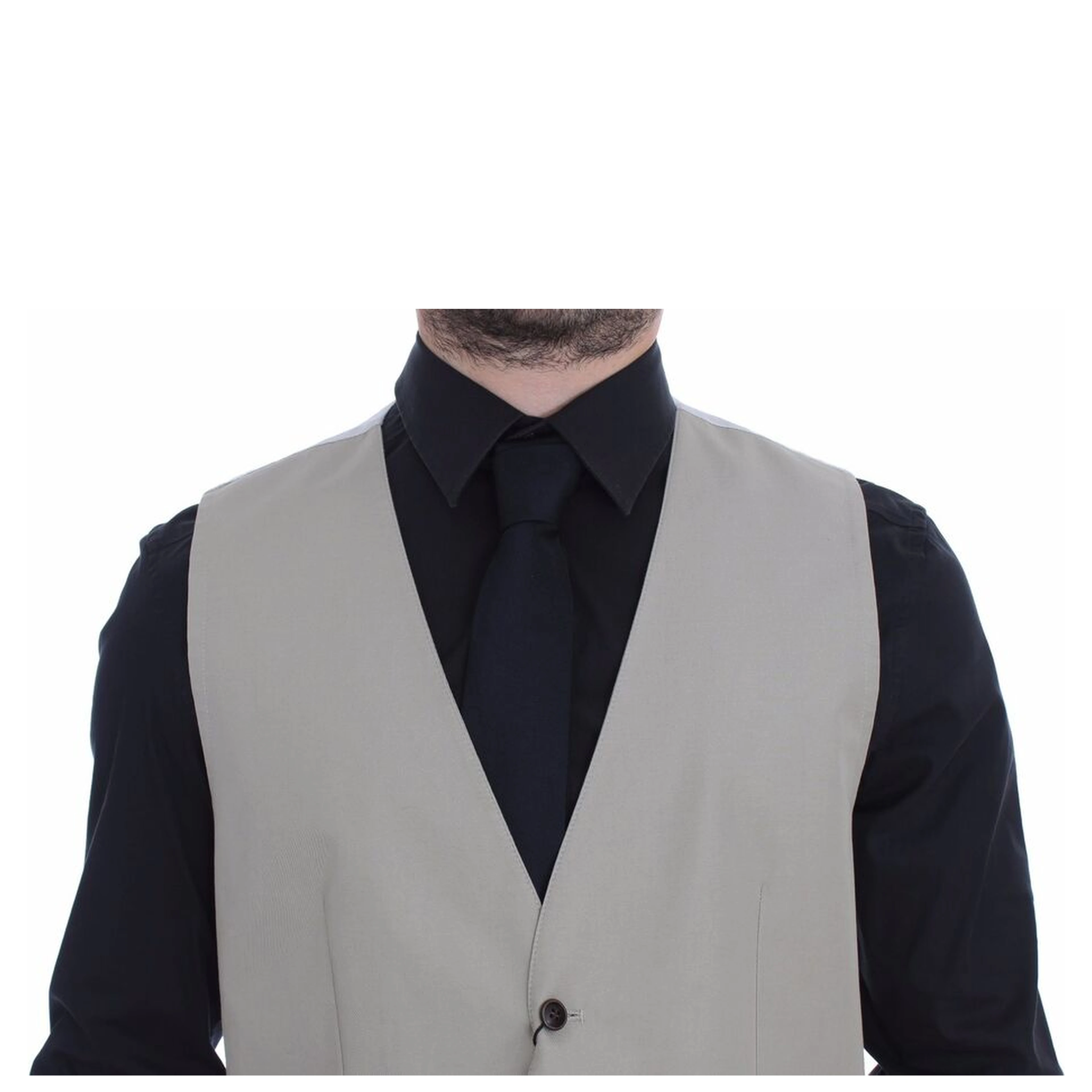 Beige Cotton Silk Blend Dress Vest Blazer
