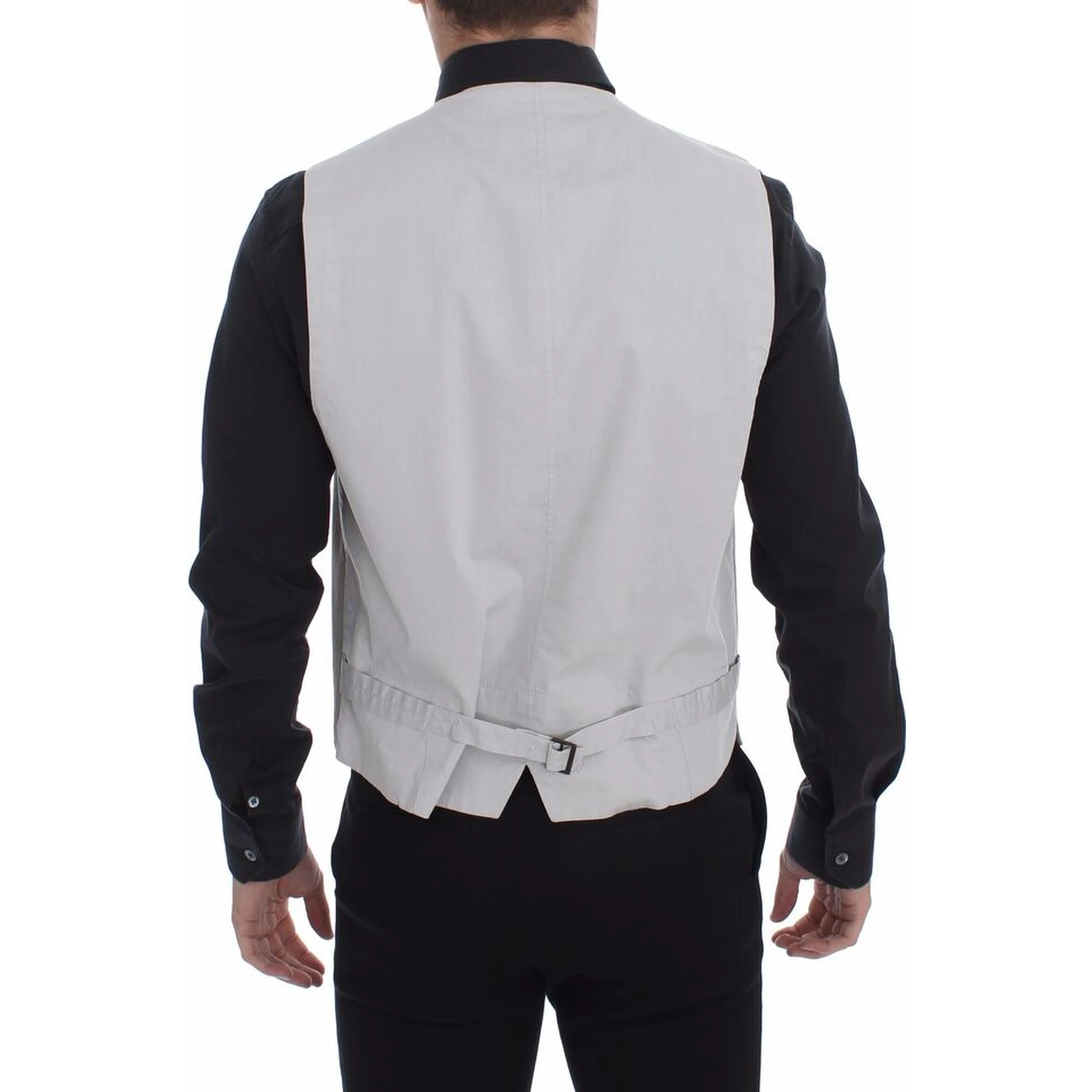 Beige Cotton Silk Blend Dress Vest Blazer