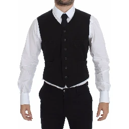 Black Flax Cotton Dress Vest Blazer